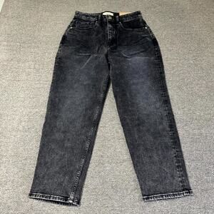 Revtown The Mom Crop Jeans Womens 28 Shadow Black Denim High Rise Tapered Leg